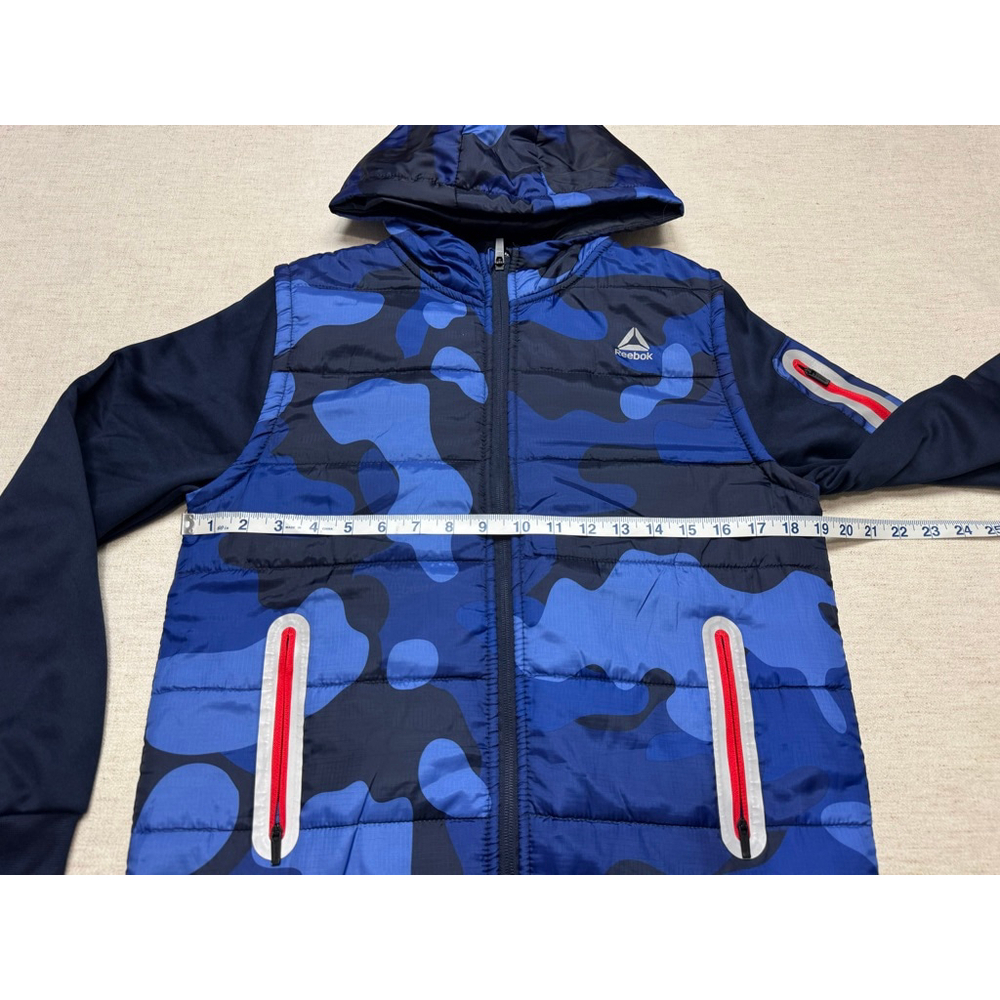 Reebok Youth Active Hooded Jacket 14/16 XL Blue Winter Outdoor Softshell Camo - Picture 4 of 6